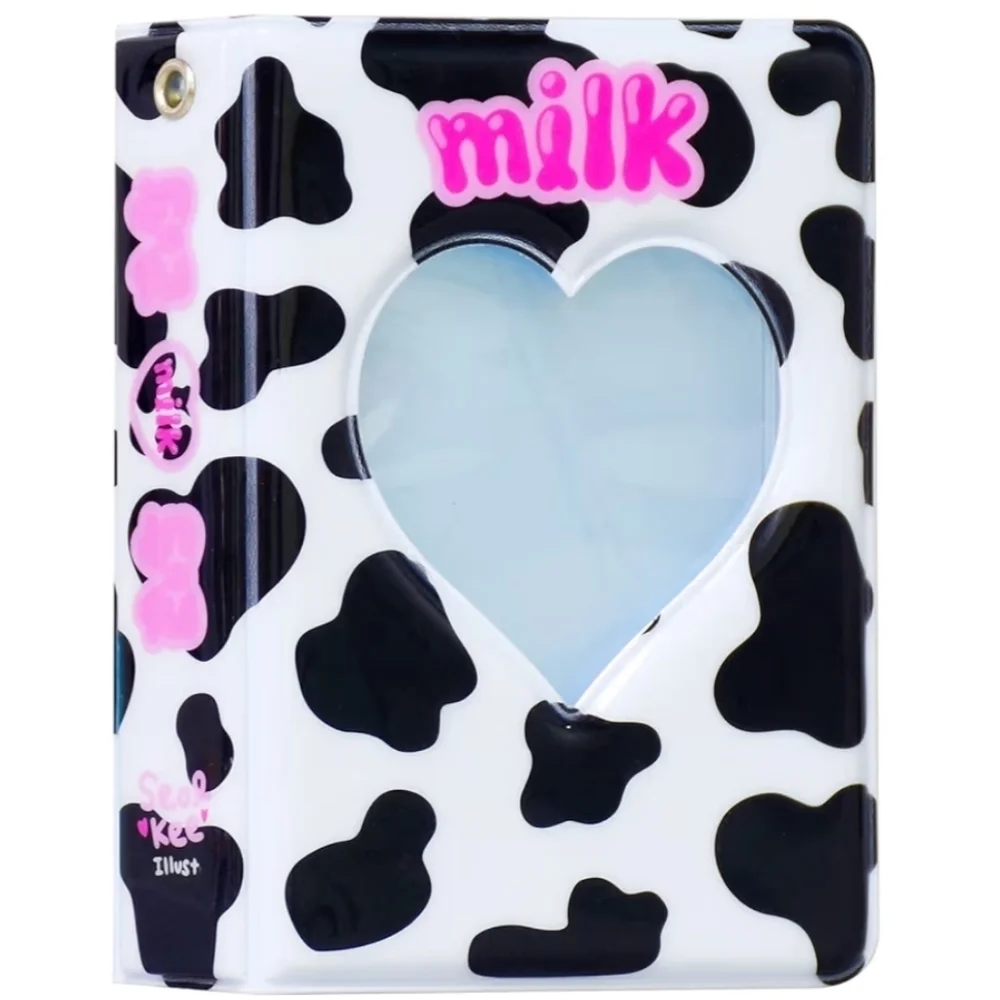 Black and White Cow Print photo album with Heart Window